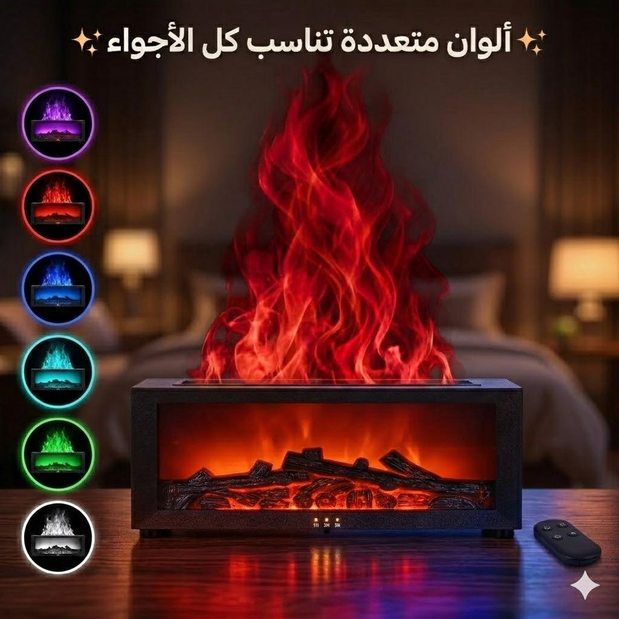 فواحة اللهب الذكية ثلاثية الأبعاد – موزع عطور بلهب واقعي وإضاءة متعددة الألوان